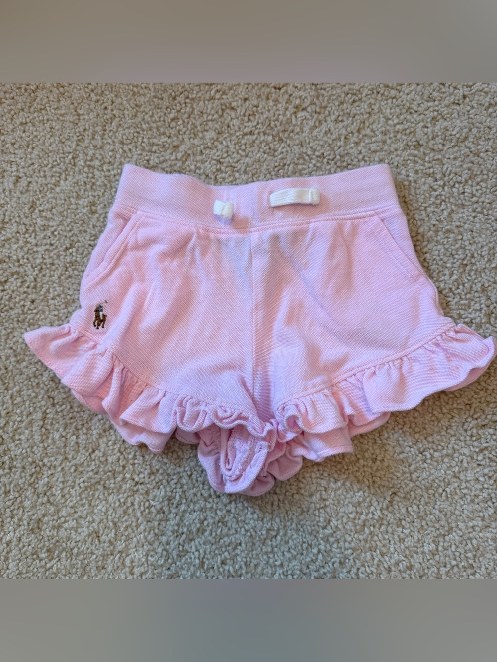 Ralph Lauren Light Pink Ruffle Knit Girls' Shorts